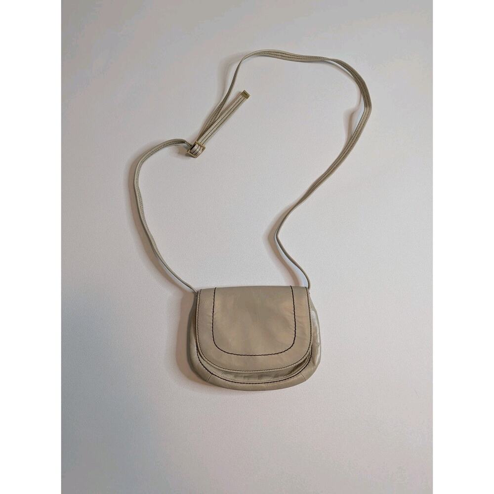HOBO Ivory Leather Flap over Crossbody Bag Purse